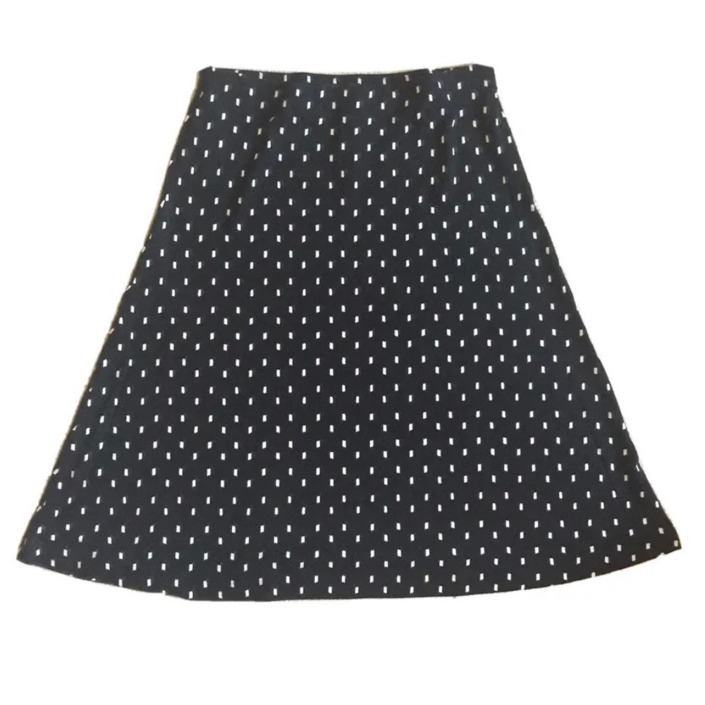 NWT Ann Taylor Stretch Knit A-Line Skirt Knee Length Black White Dashes Size 10